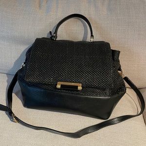 Black tweed DVF cross-body bag